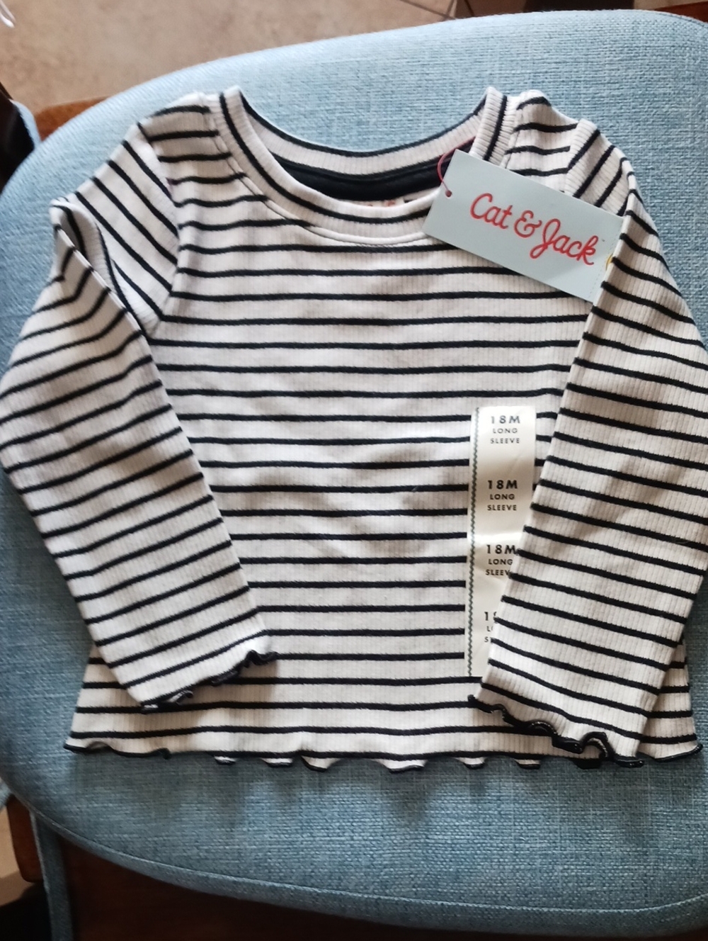 NEW! Cat & Jack Black and White Striped Long Sleeve Tee